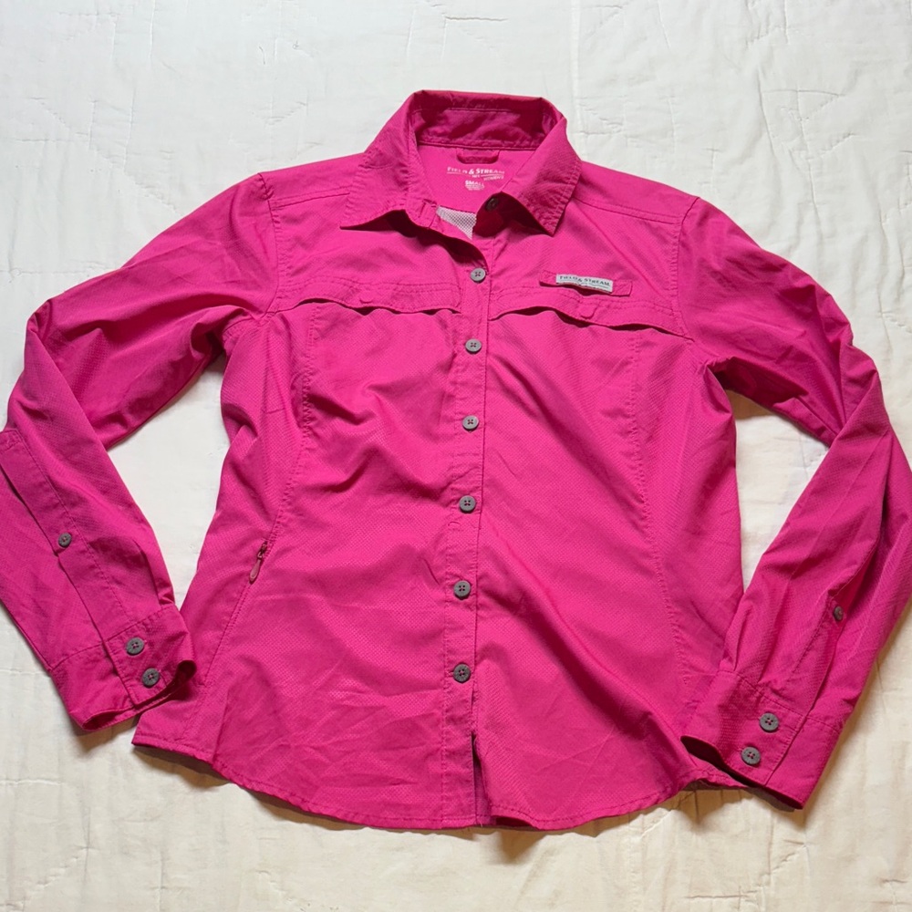 Gorpcore Field & Stream Small Hot Pink Vented Fishing Hiking Outdoor Shirt Sm